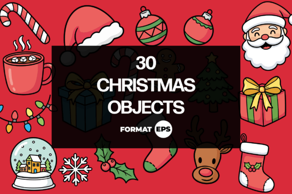 30 Christmas Objects Illustrations for Blogs