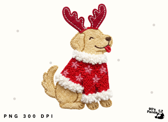 Christmas Dog Reindeer Crochet Png: Cute Illustrations