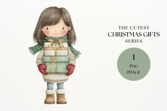 Christmas Girl Gifts Winter Clipart: Illustrations Review