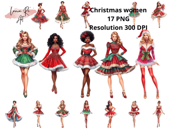 Christmas Women Illustrations for Festive Branding