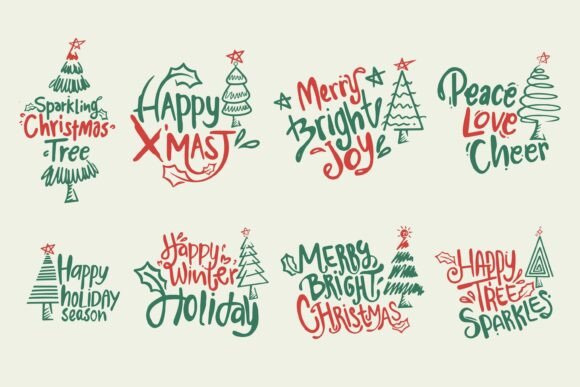 Cute Christmas Tree Doodle Clipart for Illustrations