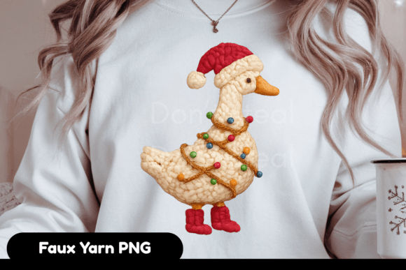 Faux Yarn Crochet Christmas Goose PNG for Illustrations