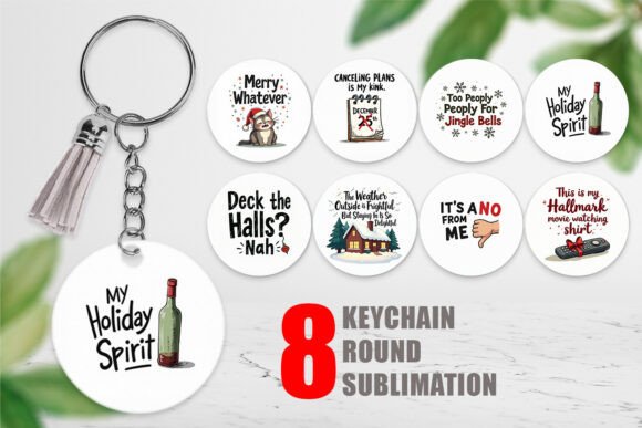 Funny Sarcastic Christmas Keychain Illustrations