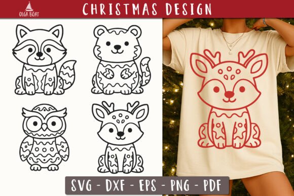 Gingerbread Woodland Christmas Animals Illustrations