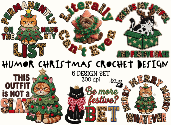 Humor Christmas Crochet Design Bundle Illustrations