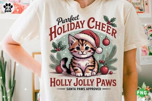Purrfect Holiday Cheer: Festive Illustrations for Design
