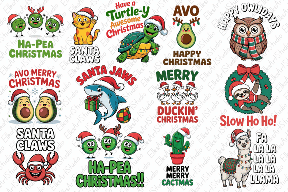 Retro Funny Christmas Pun Bundles: Illustrations Review