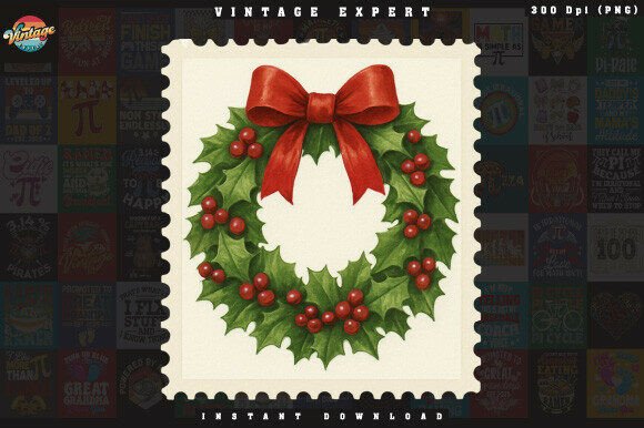 Review: Christmas Wreath Stamp Clipart Illustrations