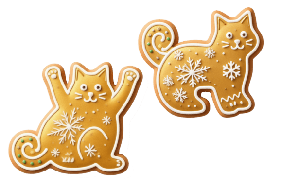 Reviewing Christmas Gingerbread Gold Cat Illustrations