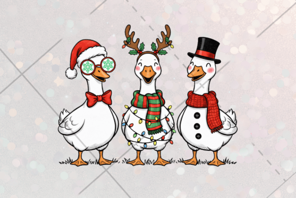 Reviewing Christmas Goose Trio Clipart Illustrations