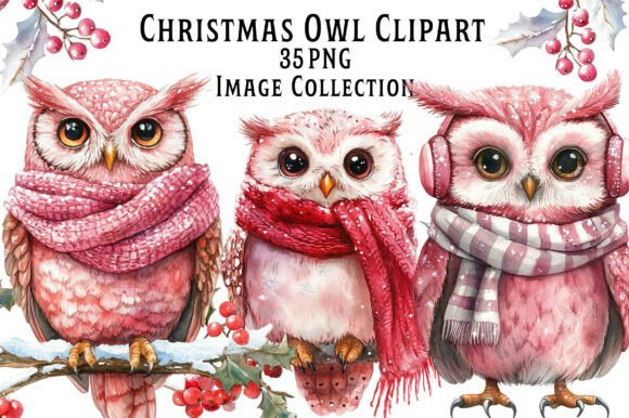 Reviewing Christmas Owls Watercolor Clipart Illustrations