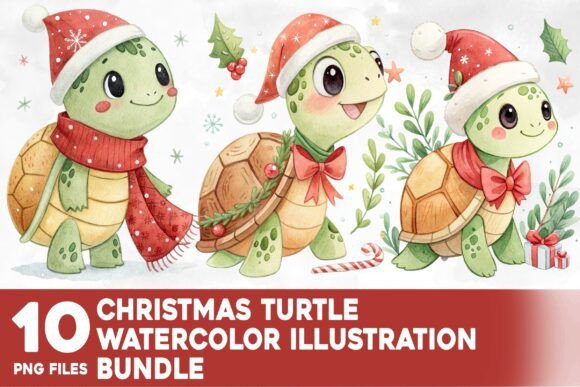 Reviewing Christmas Turtle Watercolor Illustrations