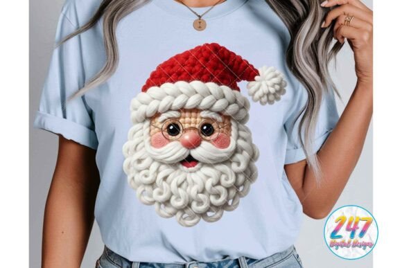 Santa Crochet Yarn Christmas PNG Retro Illustrations