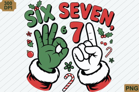 Six Seven Christmas Hand Sign PNG: Illustrations for Sellers