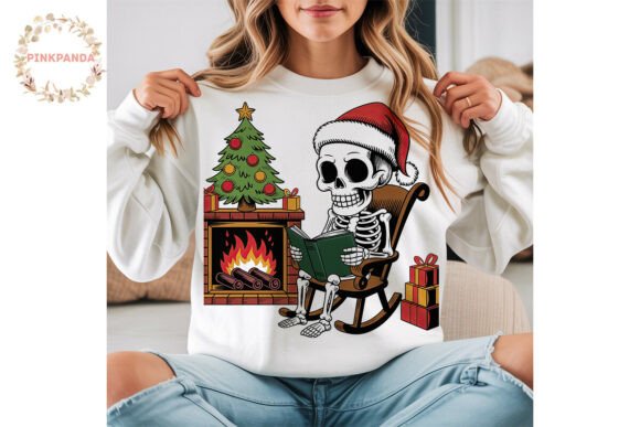 Skeleton Christmas Reading PNG Clipart Review