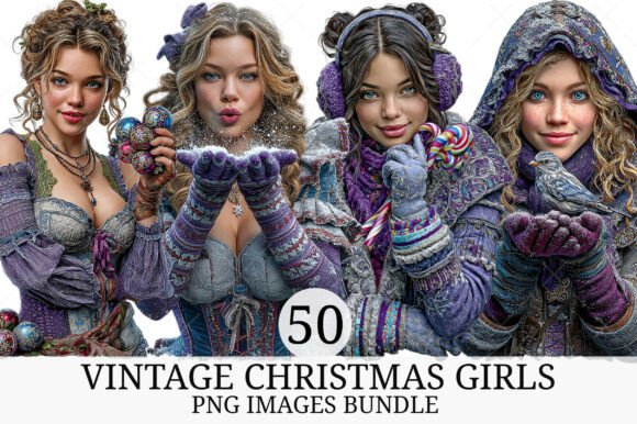 Vintage Christmas Girls Clipart: Illustrations Review