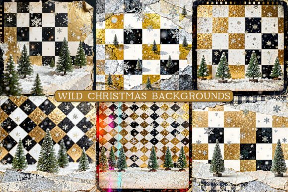 Wild Christmas JPG Backgrounds: Bold Illustrations